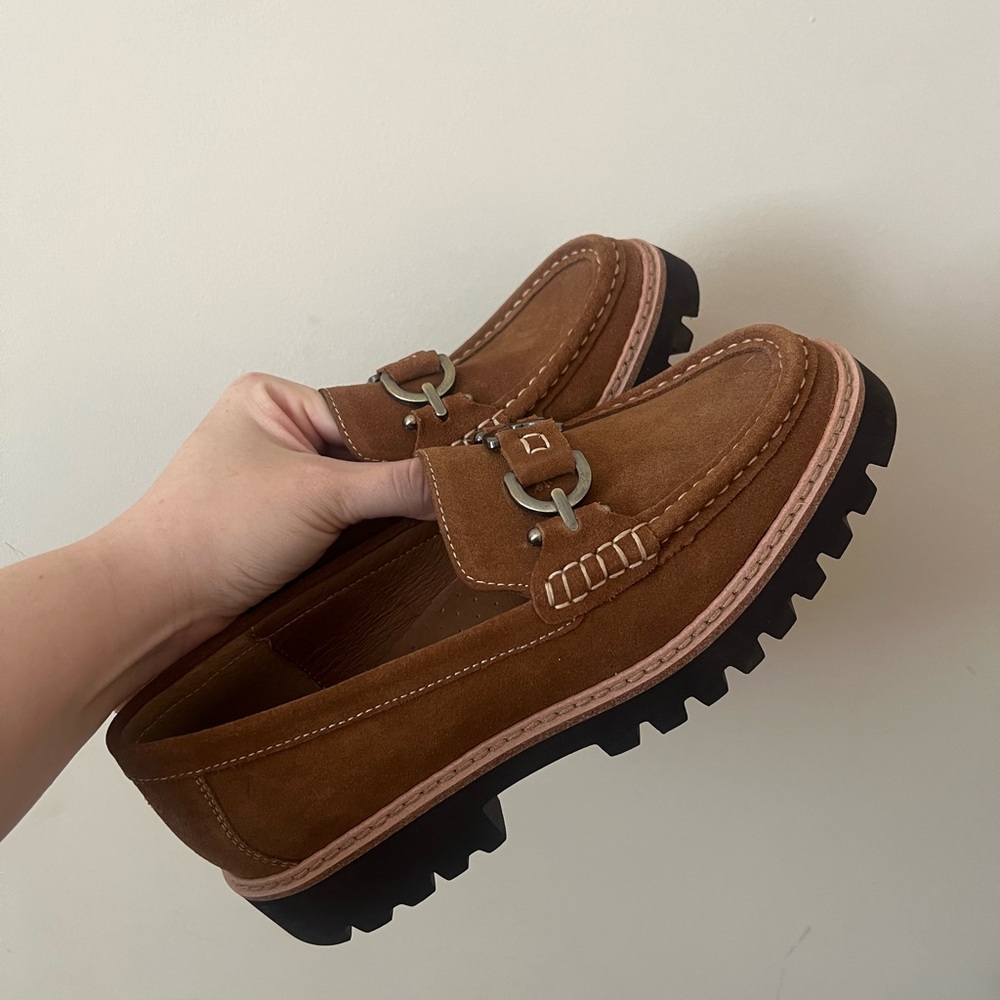 Helio Suede Bit Buckle Detail Lug Sole Platform Loafers